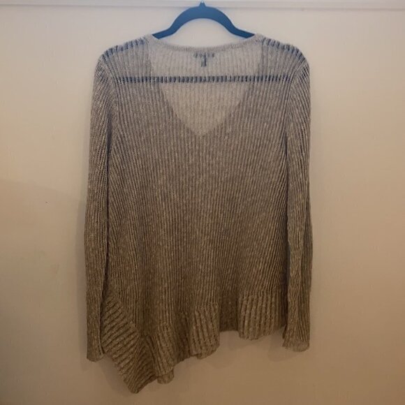 Eileen Fisher Asymmetrical V Neck layering Sweater Fishnet Linen Blend Size S - Picture 5 of 12